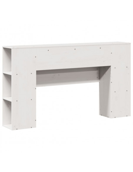 Testiera con Ripiani Bianca 140 cm in Legno Massello di Pino