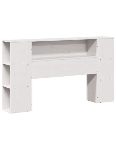 Testiera con Ripiani Bianca 140 cm in Legno Massello di Pino