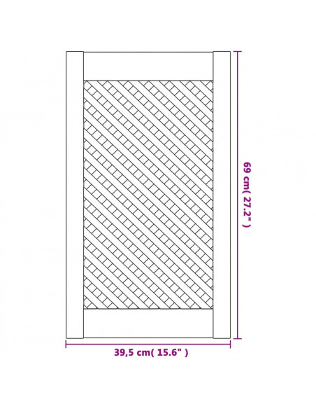 Ante con Design a Reticolo 2 pz 39,5x69 cm in Legno di Pino