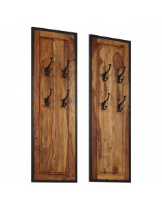 Appendiabiti 2 pz in Legno Massello di Sheesham