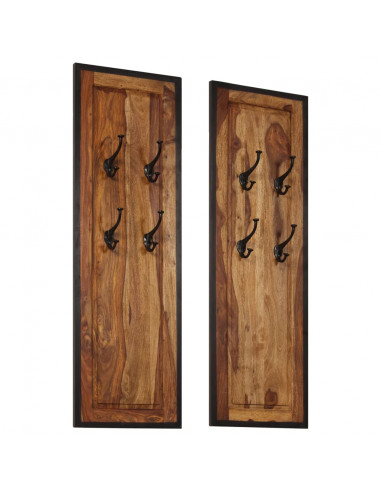Appendiabiti 2 pz in Legno Massello di Sheesham