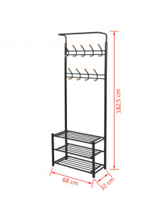 Appendiabiti con Deposito per Scarpe 68x32x182,5 cm Nero