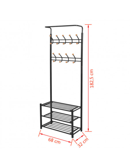 Appendiabiti con Deposito per Scarpe 68x32x182,5 cm Nero
