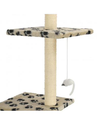 Albero per Gatti e Tiragraffi Sisal 260 cm Zampe Stampate Beige