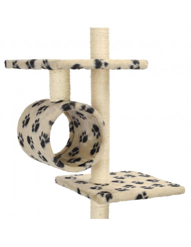 Albero per Gatti e Tiragraffi Sisal 260 cm Zampe Stampate Beige