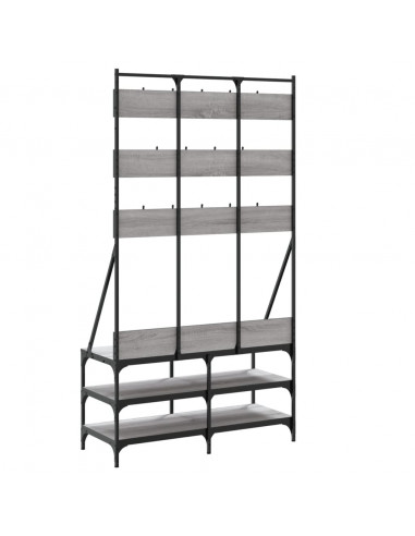 Appendiabiti con Porta Scarpe Grigio Sonoma 100x40x184 cm