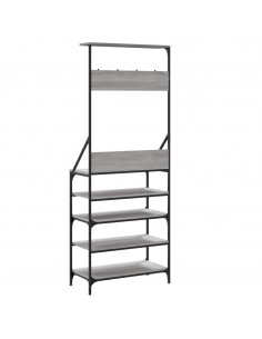 Appendiabiti con Porta Scarpe Grigio Sonoma 70x34x184 cm