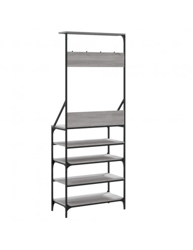 Appendiabiti con Porta Scarpe Grigio Sonoma 70x34x184 cm
