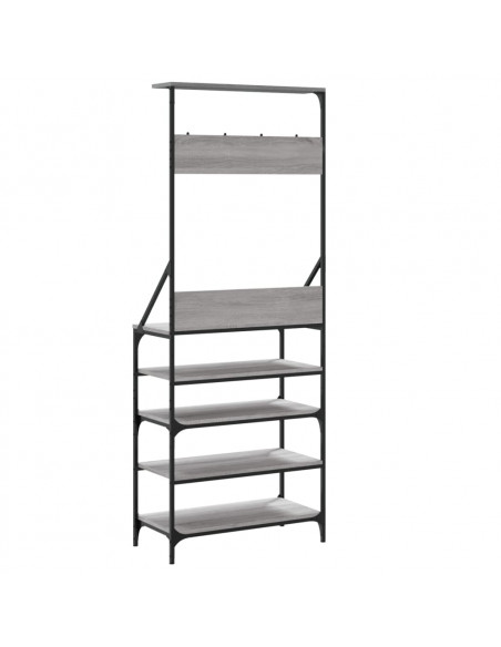 Appendiabiti con Porta Scarpe Grigio Sonoma 70x34x184 cm