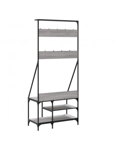 Appendiabiti con Porta Scarpe Grigio Sonoma 80x40x184 cm