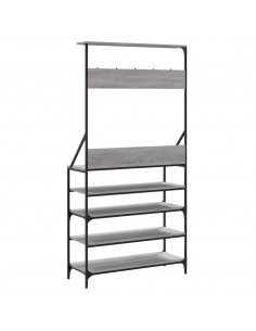 Appendiabiti con Porta Scarpe Grigio Sonoma 90x34x184 cm