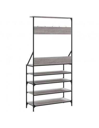 Appendiabiti con Porta Scarpe Grigio Sonoma 90x34x184 cm