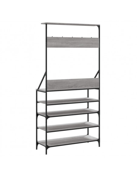 Appendiabiti con Porta Scarpe Grigio Sonoma 90x34x184 cm