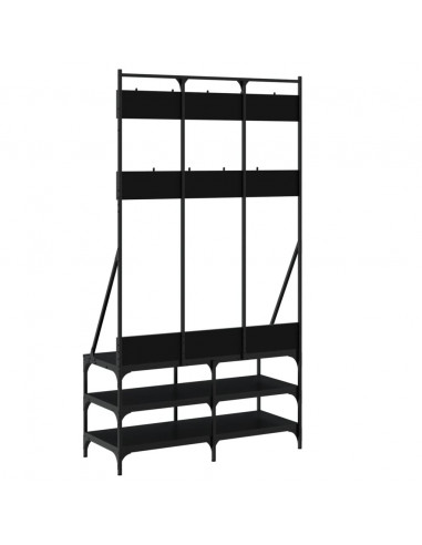 Appendiabiti con Porta Scarpe Nero 100x40x184 cm
