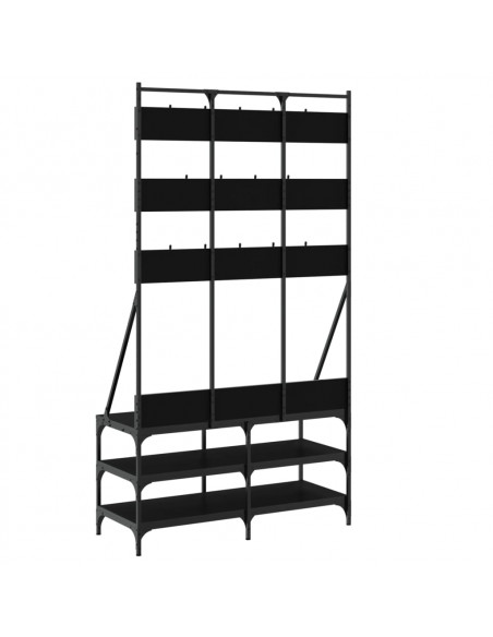 Appendiabiti con Porta Scarpe Nero 100x40x184 cm