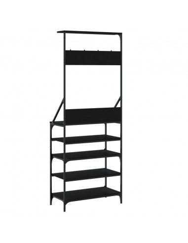 Appendiabiti con Porta Scarpe Nero 70x34x184 cm