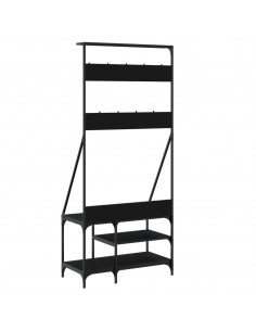 Appendiabiti con Porta Scarpe Nero 80x40x184 cm