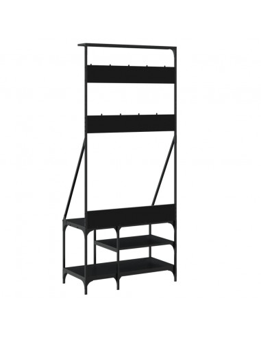 Appendiabiti con Porta Scarpe Nero 80x40x184 cm