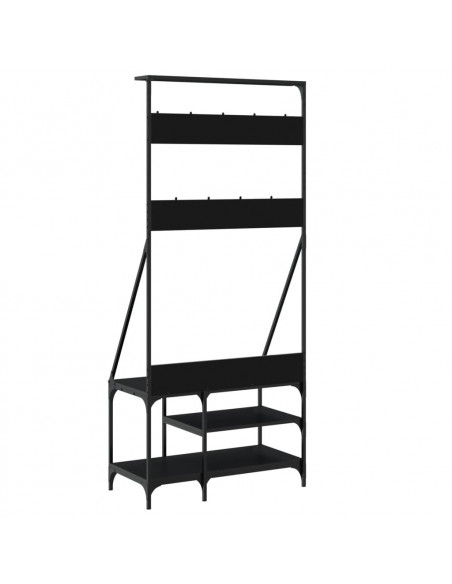 Appendiabiti con Porta Scarpe Nero 80x40x184 cm