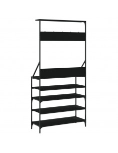 Appendiabiti con Porta Scarpe Nero 90x34x184 cm