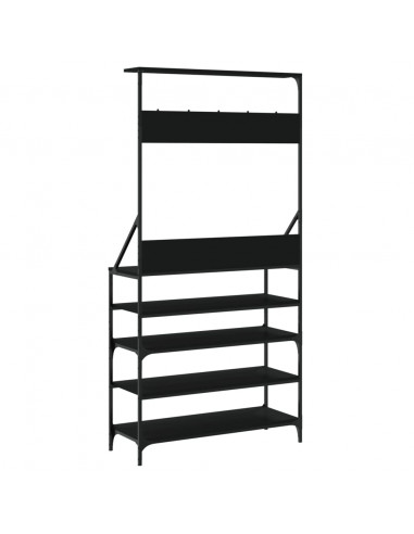 Appendiabiti con Porta Scarpe Nero 90x34x184 cm