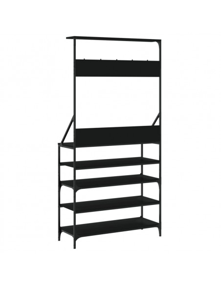 Appendiabiti con Porta Scarpe Nero 90x34x184 cm