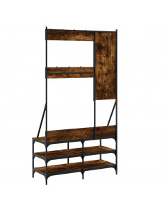 Appendiabiti con Porta Scarpe Rovere Fumo 100x40x184 cm