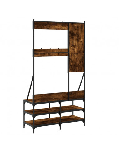 Appendiabiti con Porta Scarpe Rovere Fumo 100x40x184 cm