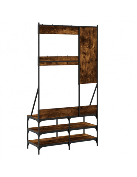 Appendiabiti con Porta Scarpe Rovere Fumo 100x40x184 cm