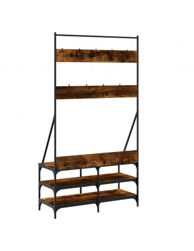 Appendiabiti con Porta Scarpe Rovere Fumo 100x40x184 cm