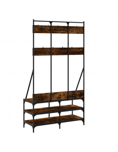 Appendiabiti con Porta Scarpe Rovere Fumo 100x40x184 cm