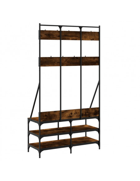 Appendiabiti con Porta Scarpe Rovere Fumo 100x40x184 cm