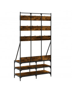 Appendiabiti con Porta Scarpe Rovere Fumo 100x40x184 cm