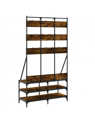 Appendiabiti con Porta Scarpe Rovere Fumo 100x40x184 cm