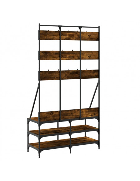 Appendiabiti con Porta Scarpe Rovere Fumo 100x40x184 cm