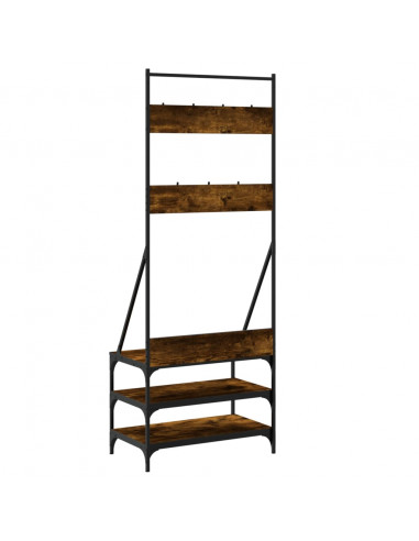 Appendiabiti con Porta Scarpe Rovere Fumo 70x40x184 cm