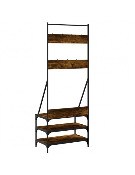 Appendiabiti con Porta Scarpe Rovere Fumo 70x40x184 cm