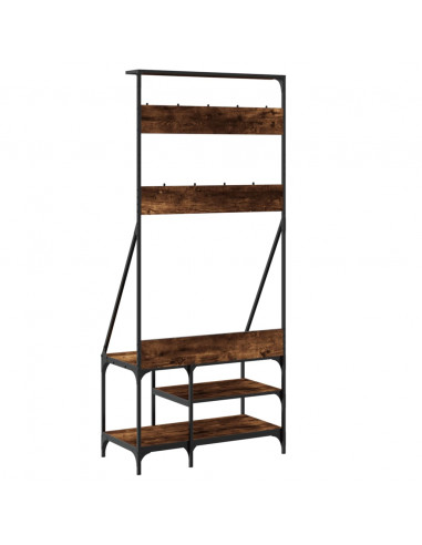 Appendiabiti con Porta Scarpe Rovere Fumo 80x40x184 cm