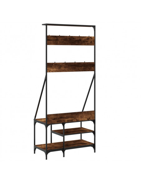 Appendiabiti con Porta Scarpe Rovere Fumo 80x40x184 cm