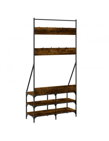 Appendiabiti con Porta Scarpe Rovere Fumo 90x34x184 cm