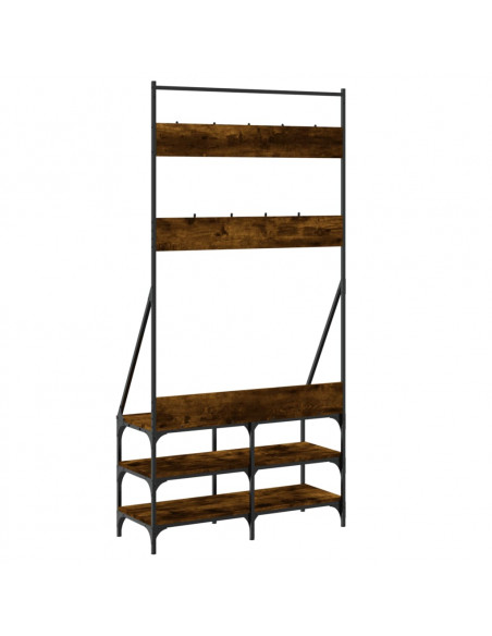 Appendiabiti con Porta Scarpe Rovere Fumo 90x34x184 cm