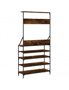 Appendiabiti con Porta Scarpe Rovere Fumo 90x34x184 cm
