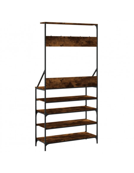 Appendiabiti con Porta Scarpe Rovere Fumo 90x34x184 cm