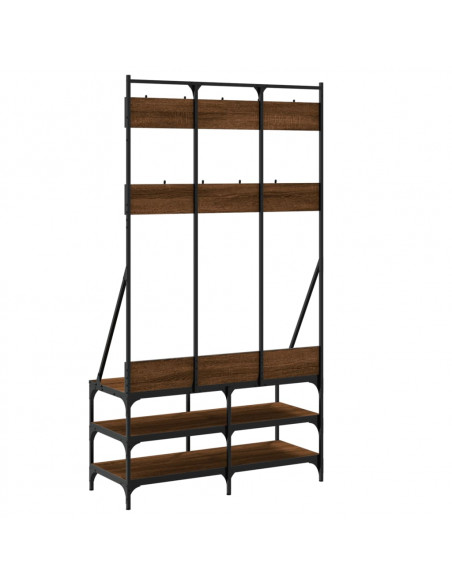 Appendiabiti con Porta Scarpe Rovere Marrone 100x40x184 cm