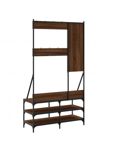 Appendiabiti con Porta Scarpe Rovere Marrone 100x40x184 cm