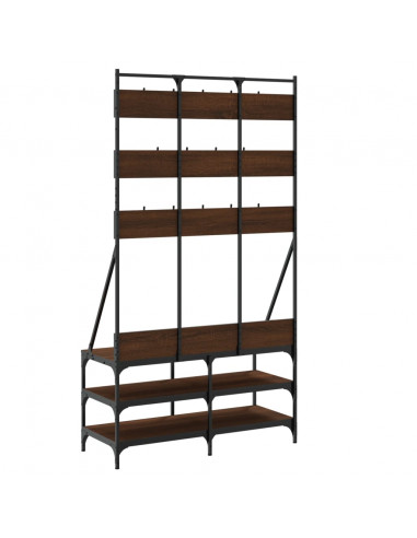 Appendiabiti con Porta Scarpe Rovere Marrone 100x40x184 cm