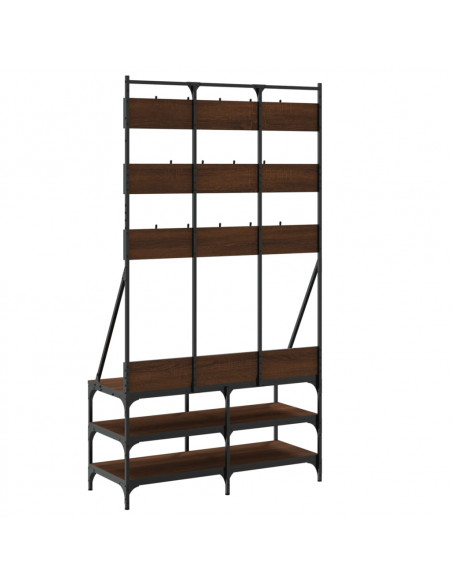 Appendiabiti con Porta Scarpe Rovere Marrone 100x40x184 cm