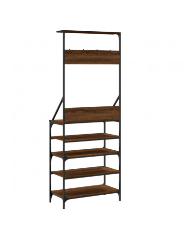 Appendiabiti con Porta Scarpe Rovere Marrone 70x34x184 cm