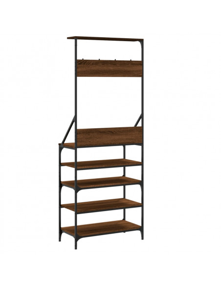 Appendiabiti con Porta Scarpe Rovere Marrone 70x34x184 cm