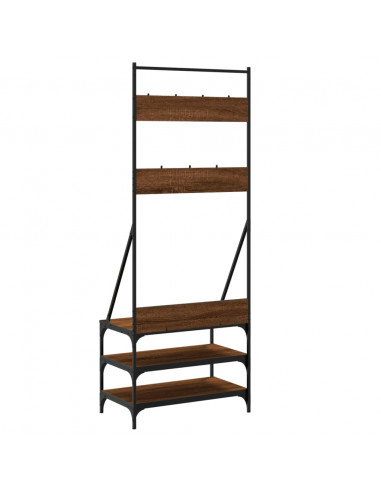 Appendiabiti con Porta Scarpe Rovere Marrone 70x40x184 cm